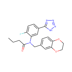 CCCC(=O)N(Cc1ccc2c(c1)OCCO2)c1cc(-c2nnn[nH]2)ccc1F ZINC000084655448