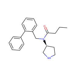 CCCC(=O)N(Cc1ccccc1-c1ccccc1)[C@H]1CCNC1 ZINC000035941626