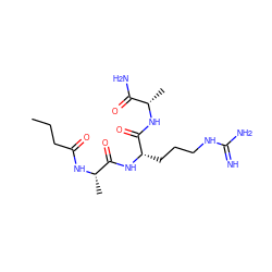 CCCC(=O)N[C@@H](C)C(=O)N[C@@H](CCCNC(=N)N)C(=O)N[C@@H](C)C(N)=O ZINC000149757699