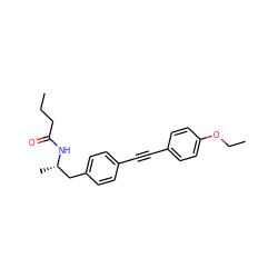 CCCC(=O)N[C@@H](C)Cc1ccc(C#Cc2ccc(OCC)cc2)cc1 ZINC000113239106