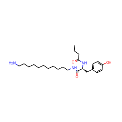 CCCC(=O)N[C@@H](Cc1ccc(O)cc1)C(=O)NCCCCCCCCCCCN ZINC000013587111