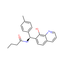 CCCC(=O)N[C@@H](c1ccc(C)cc1)c1ccc2cccnc2c1O ZINC000000102661