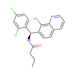 CCCC(=O)N[C@@H](c1ccc(Cl)cc1Cl)c1ccc2cccnc2c1O ZINC000000869232