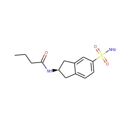 CCCC(=O)N[C@@H]1Cc2ccc(S(N)(=O)=O)cc2C1 ZINC000013686436