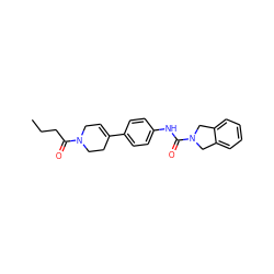 CCCC(=O)N1CC=C(c2ccc(NC(=O)N3Cc4ccccc4C3)cc2)CC1 ZINC000166717427