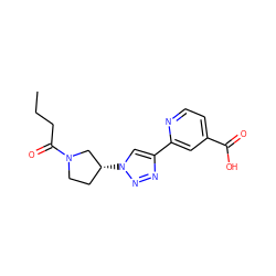 CCCC(=O)N1CC[C@@H](n2cc(-c3cc(C(=O)O)ccn3)nn2)C1 ZINC000473136034