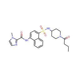 CCCC(=O)N1CCC(NS(=O)(=O)c2ccc(NC(=O)c3nccn3C)c3ccccc23)CC1 ZINC000035242651