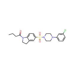 CCCC(=O)N1CCc2cc(S(=O)(=O)N3CCN(c4cccc(Cl)c4)CC3)ccc21 ZINC000118515280