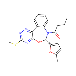 CCCC(=O)N1c2ccccc2-c2nnc(SC)nc2O[C@H]1c1ccc(C)o1 ZINC000000684686