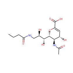 CCCC(=O)NC[C@@H](O)[C@@H](O)[C@@H]1OC(C(=O)O)=C[C@H](O)[C@H]1NC(C)=O ZINC000205529489