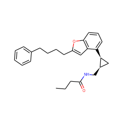 CCCC(=O)NC[C@@H]1C[C@@H]1c1cccc2oc(CCCCc3ccccc3)cc12 ZINC000028377418