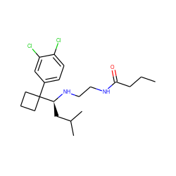 CCCC(=O)NCCN[C@@H](CC(C)C)C1(c2ccc(Cl)c(Cl)c2)CCC1 ZINC000114744562