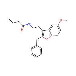 CCCC(=O)NCCc1c(Cc2ccccc2)oc2ccc(OC)cc12 ZINC000013474356