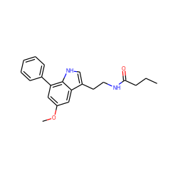 CCCC(=O)NCCc1c[nH]c2c(-c3ccccc3)cc(OC)cc12 ZINC000028815179