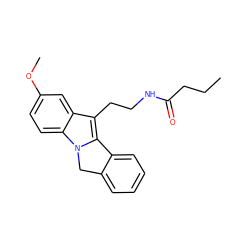 CCCC(=O)NCCc1c2n(c3ccc(OC)cc13)Cc1ccccc1-2 ZINC000002510569