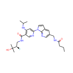 CCCC(=O)NCc1cnc2c(ccn2-c2cc(NC(C)C)c(C(=O)NC[C@@H](F)C(C)(C)O)cn2)c1 ZINC001772577005