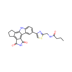 CCCC(=O)NCc1nc(-c2ccc3[nH]c4c5c(c6c(c4c3c2)C(=O)NC6=O)CCC5)cs1 ZINC000028897119