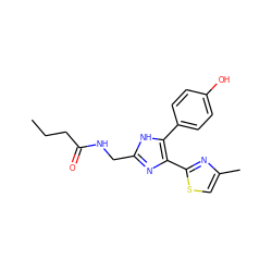 CCCC(=O)NCc1nc(-c2nc(C)cs2)c(-c2ccc(O)cc2)[nH]1 ZINC000073313166