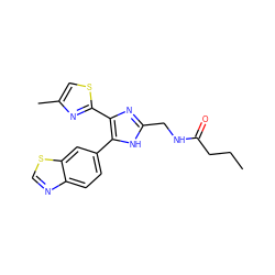 CCCC(=O)NCc1nc(-c2nc(C)cs2)c(-c2ccc3ncsc3c2)[nH]1 ZINC000073297077