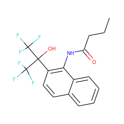 CCCC(=O)Nc1c(C(O)(C(F)(F)F)C(F)(F)F)ccc2ccccc12 ZINC000013489786