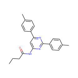 CCCC(=O)Nc1cc(-c2ccc(C)cc2)nc(-c2ccc(C)cc2)n1 ZINC000066112453