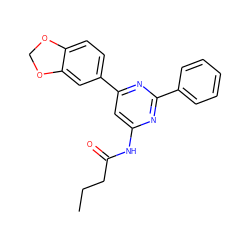 CCCC(=O)Nc1cc(-c2ccc3c(c2)OCO3)nc(-c2ccccc2)n1 ZINC000029061612