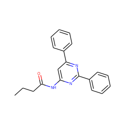 CCCC(=O)Nc1cc(-c2ccccc2)nc(-c2ccccc2)n1 ZINC000013586452