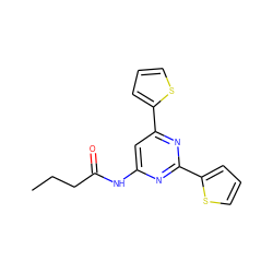 CCCC(=O)Nc1cc(-c2cccs2)nc(-c2cccs2)n1 ZINC000066105169