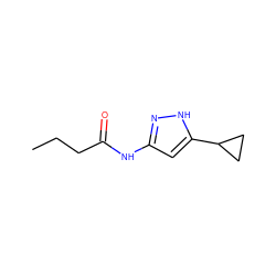 CCCC(=O)Nc1cc(C2CC2)[nH]n1 ZINC000012354758