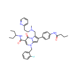 CCCC(=O)Nc1ccc(-c2cc3n(Cc4ccccc4F)cc(C(=O)NC(CC)CC)c(=O)n3c2CN(C)CCc2ccccn2)cc1 ZINC000027331492