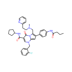 CCCC(=O)Nc1ccc(-c2cc3n(Cc4ccccc4F)cc(C(=O)NC4CCCC4)c(=O)n3c2CN(C)CCc2ccccn2)cc1 ZINC000027325590