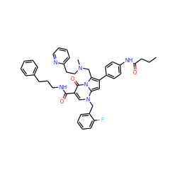 CCCC(=O)Nc1ccc(-c2cc3n(Cc4ccccc4F)cc(C(=O)NCCCc4ccccc4)c(=O)n3c2CN(C)CCc2ccccn2)cc1 ZINC000027331187