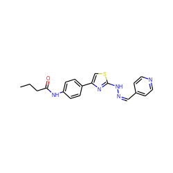 CCCC(=O)Nc1ccc(-c2csc(N/N=C\c3ccncc3)n2)cc1 ZINC000031904623