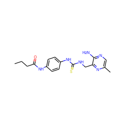 CCCC(=O)Nc1ccc(NC(=S)NCc2nc(C)cnc2N)cc1 ZINC000071294440