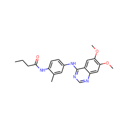 CCCC(=O)Nc1ccc(Nc2ncnc3cc(OC)c(OC)cc23)cc1C ZINC000084633752