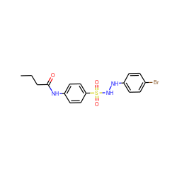 CCCC(=O)Nc1ccc(S(=O)(=O)NNc2ccc(Br)cc2)cc1 ZINC000299838900