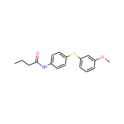 CCCC(=O)Nc1ccc(Sc2cccc(OC)c2)cc1 ZINC000025977399