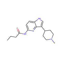 CCCC(=O)Nc1ccc2[nH]cc(C3CCN(C)CC3)c2n1 ZINC000013523720