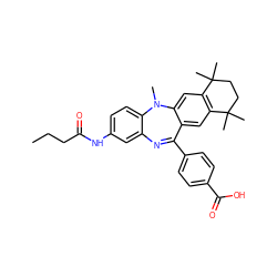 CCCC(=O)Nc1ccc2c(c1)N=C(c1ccc(C(=O)O)cc1)c1cc3c(cc1N2C)C(C)(C)CCC3(C)C ZINC000028824037