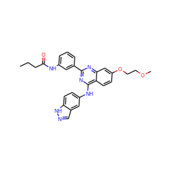 CCCC(=O)Nc1cccc(-c2nc(Nc3ccc4[nH]ncc4c3)c3ccc(OCCOC)cc3n2)c1 ZINC000114770759
