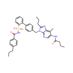 CCCC(=O)Nc1cnc2c(nc(CCC)n2Cc2ccc(-c3ccccc3S(=O)(=O)NC(=O)c3ccc(CCC)cc3)cc2)c1C ZINC000026279681