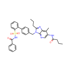 CCCC(=O)Nc1cnc2c(nc(CCC)n2Cc2ccc(-c3ccccc3S(=O)(=O)NC(=O)c3ccccc3)cc2)c1C ZINC000026279687