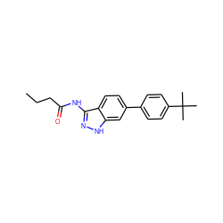 CCCC(=O)Nc1n[nH]c2cc(-c3ccc(C(C)(C)C)cc3)ccc12 ZINC000049068764