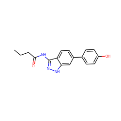 CCCC(=O)Nc1n[nH]c2cc(-c3ccc(O)cc3)ccc12 ZINC000044460258