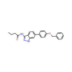 CCCC(=O)Nc1n[nH]c2cc(-c3ccc(OCc4ccccc4)cc3)ccc12 ZINC000038896538