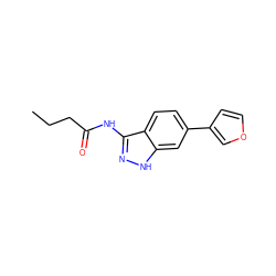 CCCC(=O)Nc1n[nH]c2cc(-c3ccoc3)ccc12 ZINC000049055277