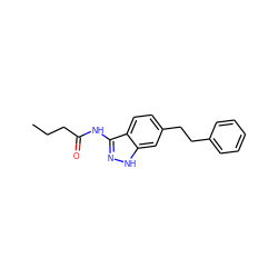 CCCC(=O)Nc1n[nH]c2cc(CCc3ccccc3)ccc12 ZINC000049111652