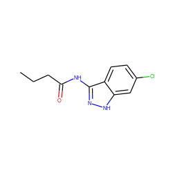 CCCC(=O)Nc1n[nH]c2cc(Cl)ccc12 ZINC000038813575