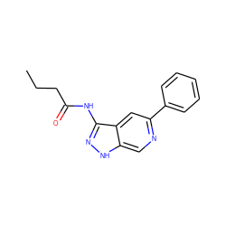 CCCC(=O)Nc1n[nH]c2cnc(-c3ccccc3)cc12 ZINC000000009357