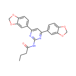 CCCC(=O)Nc1nc(-c2ccc3c(c2)OCO3)cc(-c2ccc3c(c2)OCO3)n1 ZINC000066104694